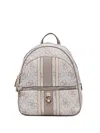 Guess Usa Logo-plaque Patterned Backpack In Neutral