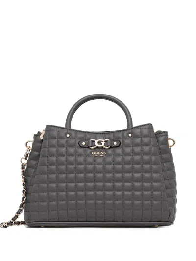 Guess Usa Logo-plaque Quilted Tote Bag In Gray