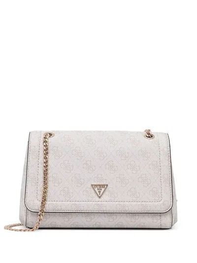 Guess Usa Logo-plaque Satchel Bag In Neutral