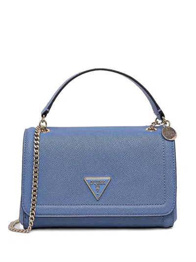 Guess Usa Logo-plaque Shoulder Bag In Blue