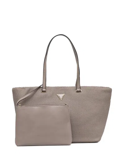 Guess Usa Logo-plaque Shoulder Bag In Neutral