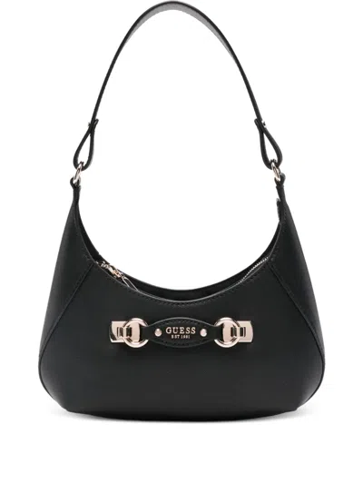 Guess Usa Logo-plaque Shoulder Bag In Black