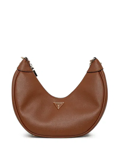 Guess Usa Logo-plaque Shoulder Bag In Brown