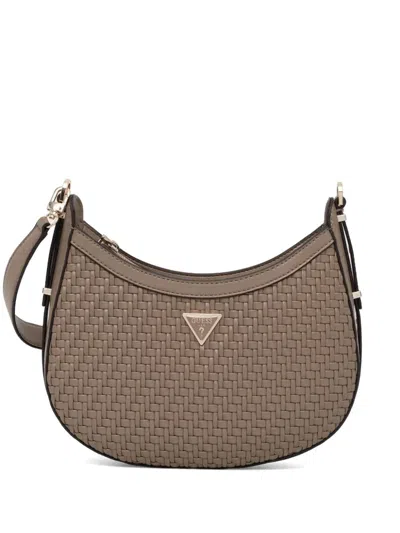 Guess Usa Logo-plaque Shoulder Bag In Brown
