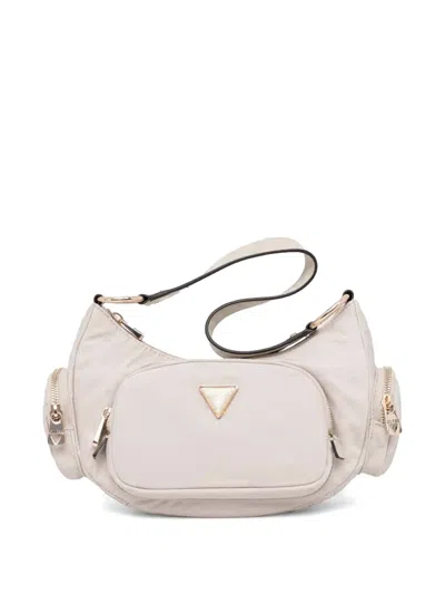 Guess Usa Logo-plaque Shoulder Bag In Neutrals