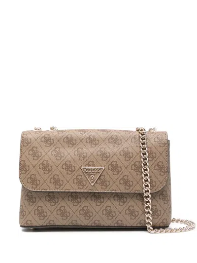 Guess Usa Logo-plaque Shoulder Bag In Neutrals