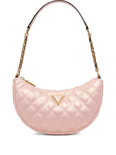 Guess Usa Logo-plaque Shoulder Bag In Pink