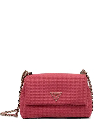 Guess Usa Logo-plaque Shoulder Bag In Pink