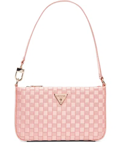 Guess Usa Logo-plaque Shoulder Bag In Pink