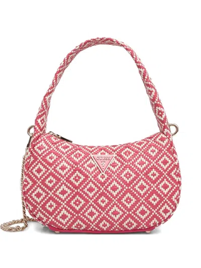 Guess Usa Logo-plaque Shoulder Bag In Pink