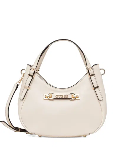 Guess Usa Logo-plaque Shoulder Bag In White