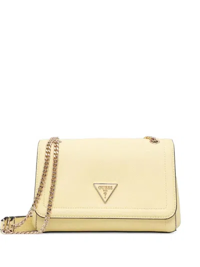 Guess Usa Logo-plaque Shoulder Bag In Yellow