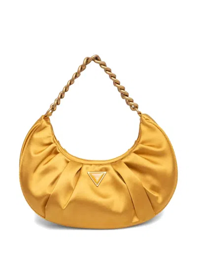 Guess Usa Logo-plaque Shoulder Bag In Yellow