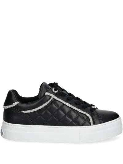 Guess Usa Logo-plaque Sneakers In Black
