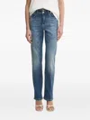 Guess Usa Logo-plaque Straight-leg Jeans In Blue