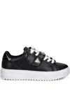 Guess Usa Logo-plaque Strap Sneakers In Black