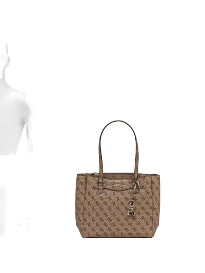 Guess Usa Logo-plaque Top-handle Tote Bag In Neutral