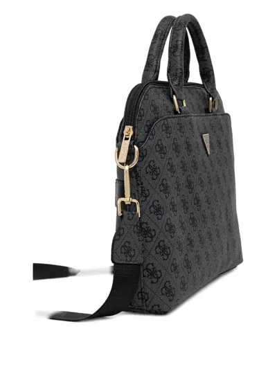 Guess Usa Logo-plaque Top-laptop Bag In Black