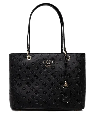 Guess Usa Logo-plaque Tote Bag In Black