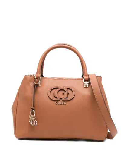 Guess Usa Logo-plaque Tote Bag In Brown
