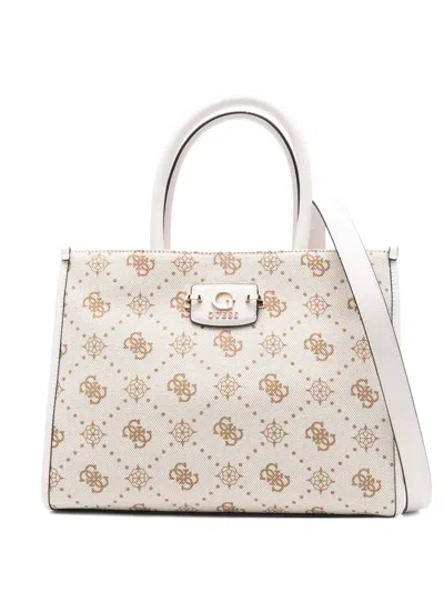 Guess Usa Logo-plaque Tote Bag In Neutral
