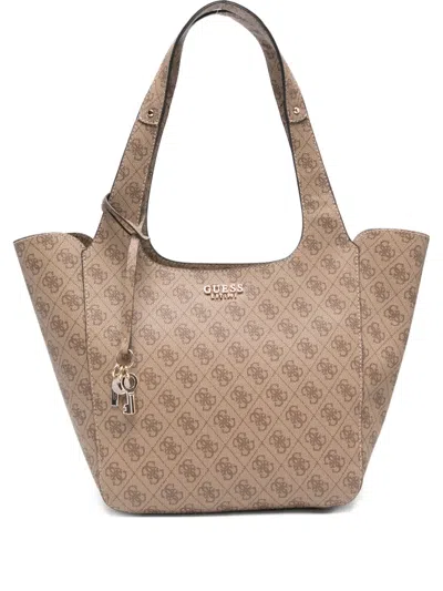 Guess Usa Logo-plaque Tote Bag In Neutral