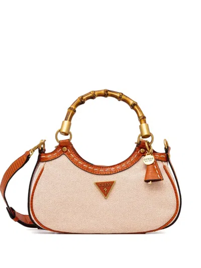 Guess Usa Logo-plaque Tote Bag In Orange