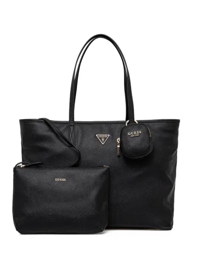 Guess Usa Logo-plaque Tote Bag In Schwarz