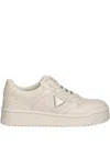 Guess Usa Logo-plaque Trainers In Neutral