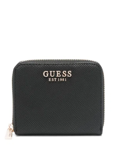Guess Usa Logo-plaque Wallet In 黑色