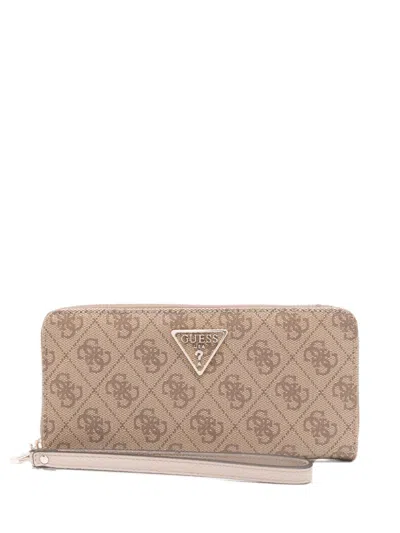 Guess Usa Logo-plaque Wallet In Neutrals