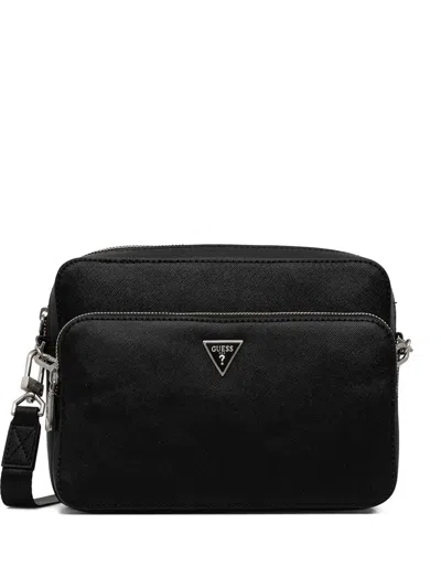 Guess Usa Logo-plaque Zip-fastening Belt Bag In Black