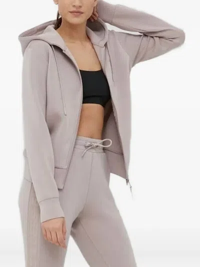 Guess Usa Logo-plaque Zip-up Hoodie In Neutral