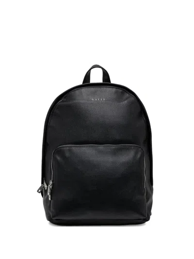 Guess Usa Logo-plaque Zipped Backpack In Black