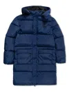 Guess Usa Logo-print Coat In Blue