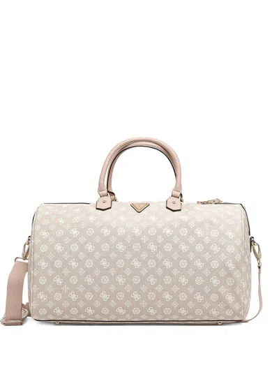 Guess Usa Logo-print Duffle Bag In Neutral