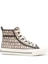 Guess Usa Logo-print High-top Trainers In Brown
