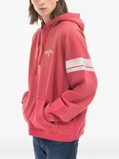 Guess Usa Logo-print Hoodie In Pink