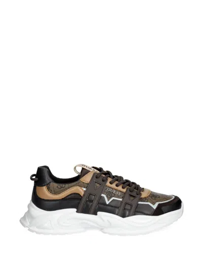 Guess Usa Logo-print Lace-up Sneakers In Black