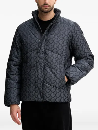 Guess Usa Logo-print Padded Jacket In Gray