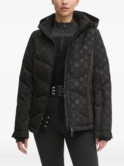 Guess Usa Logo-print Quilted Ski Jacket In Black