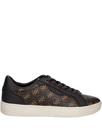 Guess Usa Logo-print Sneakers In Brown