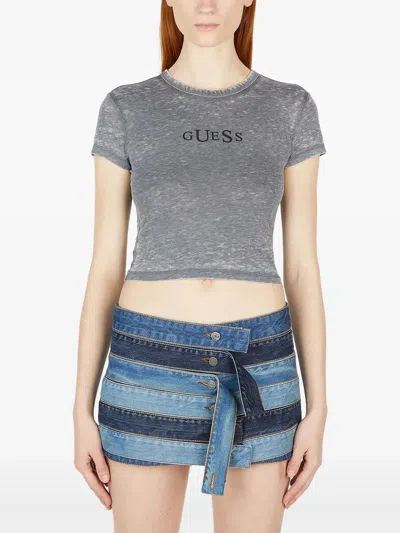 Guess Usa Logo-print T-shirt In Grey