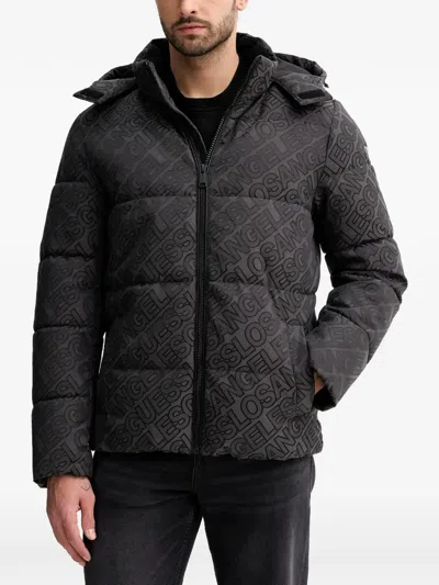 Guess Usa Logo Puffer Jacket In Black
