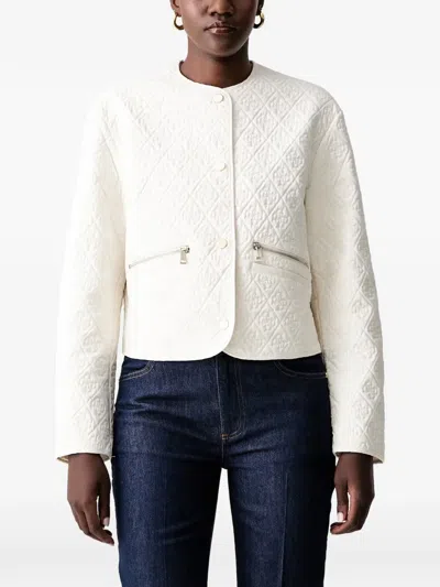 Guess Usa Logo Quilted Jacket In White