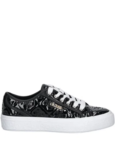 Guess Usa Logo-quilted Sneakers In Black