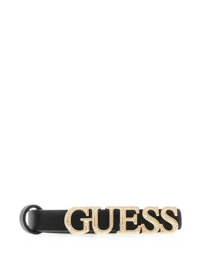 Guess Usa Logo Script Belt In Black