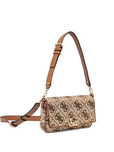 Guess Usa Logo Shoulder Bag In Brown