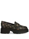 Guess Usa Logo-stamp Loafers In Brown