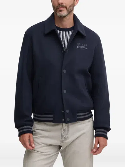Guess Usa Logo Stripe Jacket In Blue